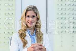 Female optometrist in ophthalmology clinic