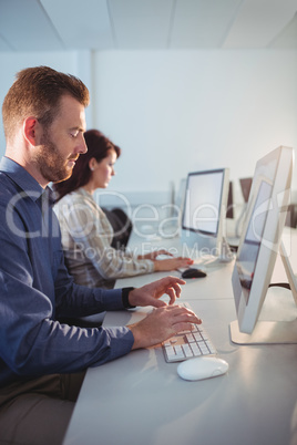 Mature student using computer