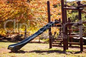 Slide at park during autumn