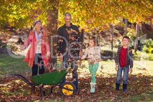 Family enjoying at park during autumn