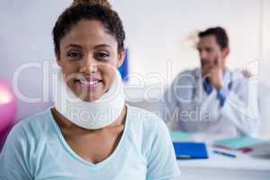 Patient with a cervical collar