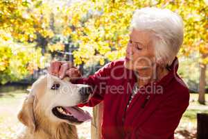 elderly woman sitting with dog