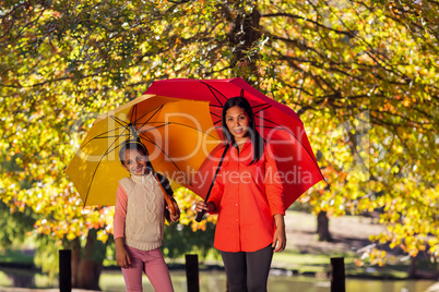 Mother and daughter in the park