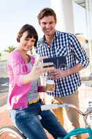 Happy couple taking a selfie