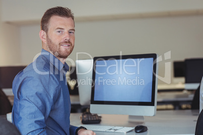 Mature student using computer