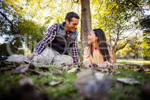 Couple talking at park