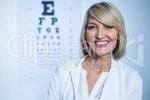 Portrait of smiling female optometrist