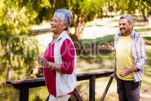 Happy mature couple walking