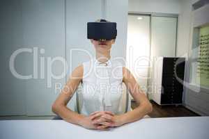 Woman using virtual reality headset