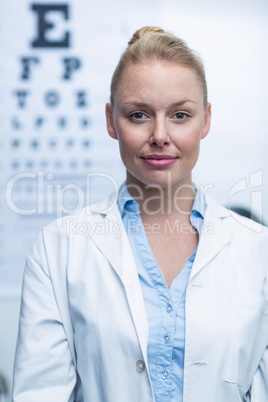 Portrait of smiling female optometrist