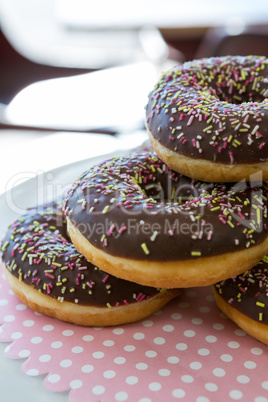 Close-up of doughnuts