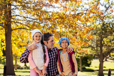 Father with children at park