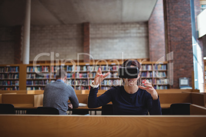 Mature student using virtual reality headset