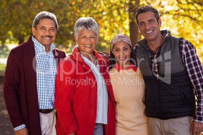 Happy two generation family at park