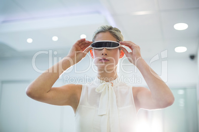 Woman using 3d video glasses