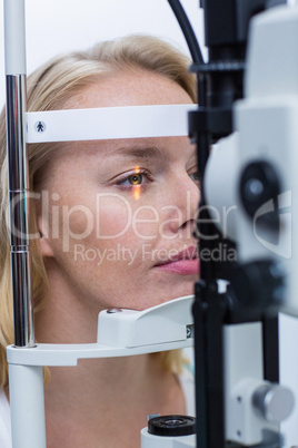 Eye examination on slit lamp