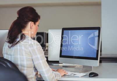 Mature student using computer