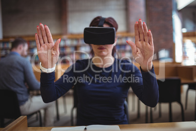 Mature student using virtual reality headset