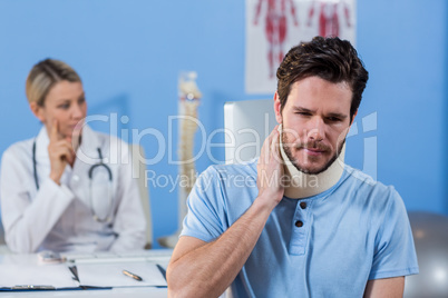 Patient with a cervical collar