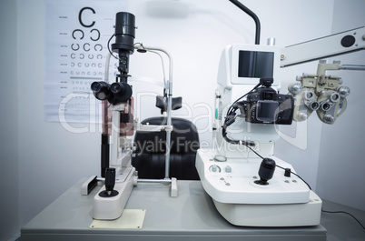 Medical equipment in ophthalmology clinic