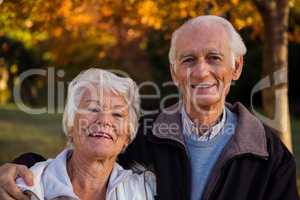 Smiling senior couple at park
