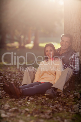 Portrait of smiling couple sitting at park