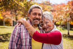 Elderly woman hugging his husband