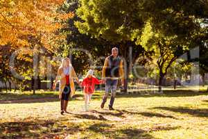 Family walking at park