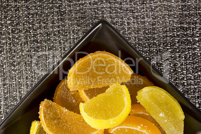 Candy jujube as lemon and orange slices