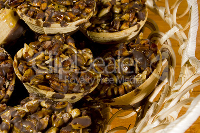 Cookie sunflower seeds in a waffle basket