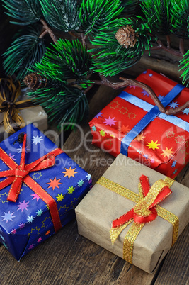 Boxes with gifts for Christmas