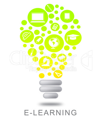 Elearning Lightbulb Means Online Education And Studying