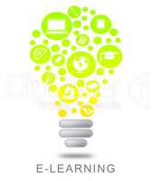 Elearning Lightbulb Means Online Education And Studying