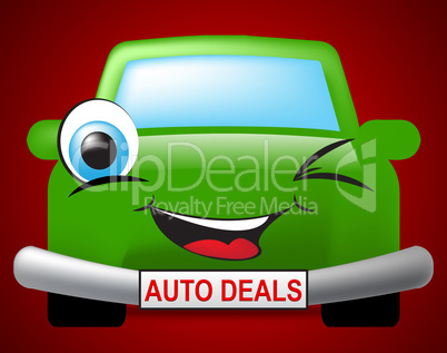 Auto Deals Indicates Bargain Car 3d Illustration
