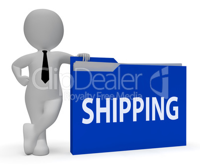Shipping Folder Indicates Delivering Freight 3d Rendering