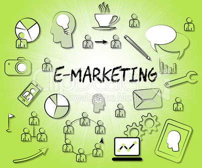 Emarketing Icons Represents Internet Promotions And Selling