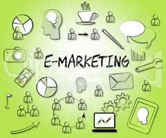 Emarketing Icons Represents Internet Promotions And Selling