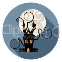 Haunted House Icon Indicates Trick Or Treat Spooky Home