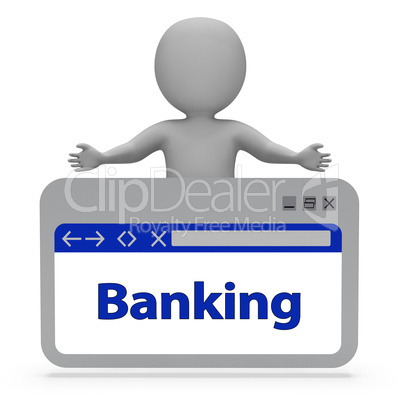 Banking Online Indicates Web Finance 3d Rendering