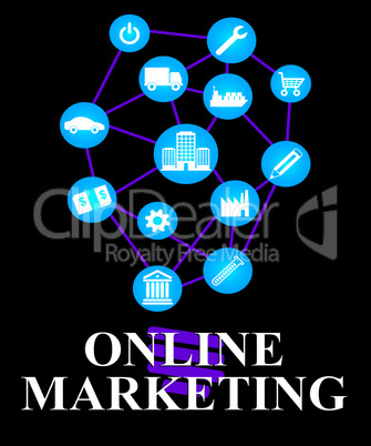 Online Marketing Icons Show Market Promotions Online