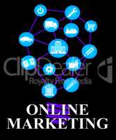 Online Marketing Icons Show Market Promotions Online