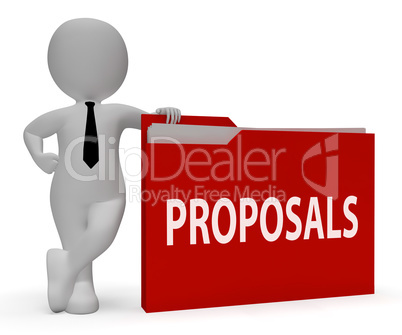 Proposals Folder Holding Plans And Contracts 3d Rendering