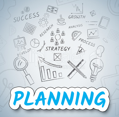 Planning Ideas Shows Objectives And Goals Icons