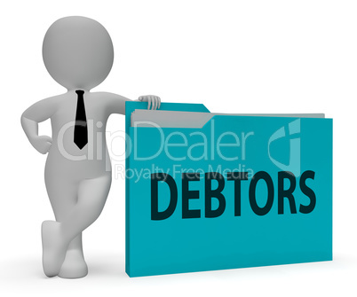 Debtors Folder Indicates Lender Debt 3d Rendering