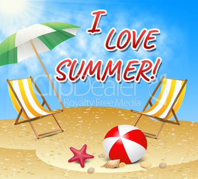 Love Summer Shows Warm Sunny Beach 3d Illustration