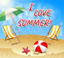 Love Summer Shows Warm Sunny Beach 3d Illustration