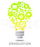 Graduation Lightbulb Represents Degree Qualification Or Masters