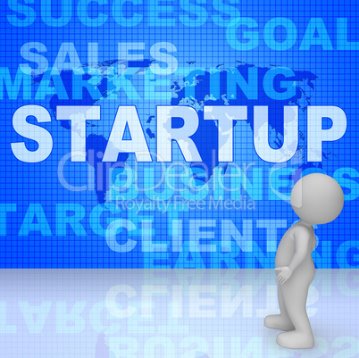 Startup Word Means Self Employed Entrepreneur 3d Rendering