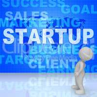 Startup Word Means Self Employed Entrepreneur 3d Rendering