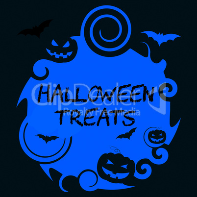 Halloween Treats Means Spooky Sweets Or Candies